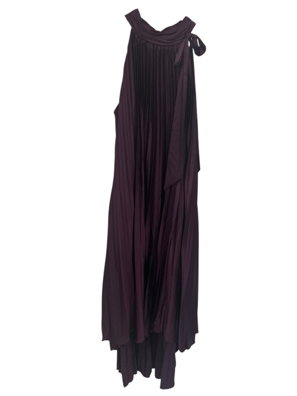 NWT MAC DUGGAL Purple Pleated Satin Halter Neck High Low Gown - Size 16 - Picture 4 of 13